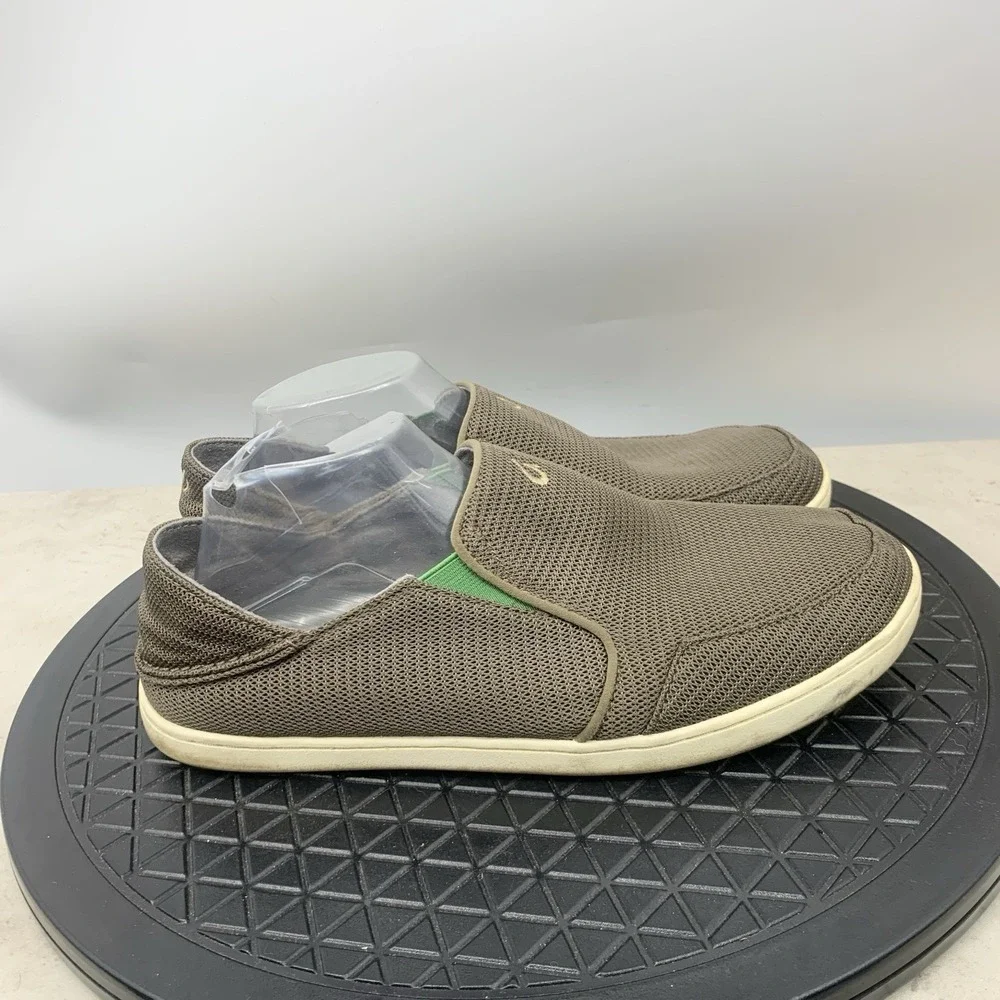 Olukai Nohea Mesh Shoes Men Size 9.5 Sneakers Brown‎ Mesh Slip On Fold Down Back